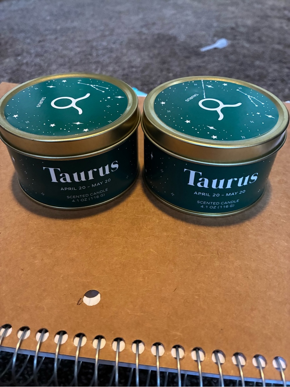 Taurus Scented Tin Candle - Green Zodiac Design